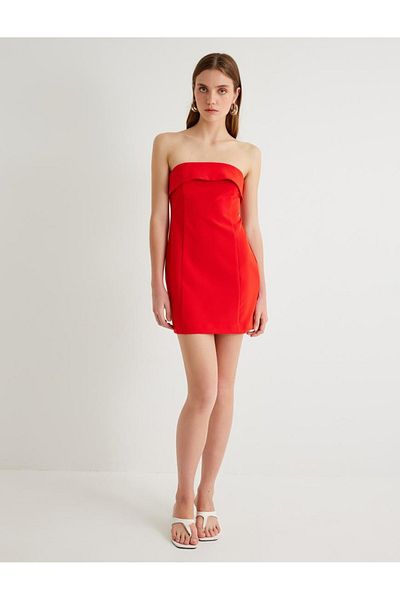 Koton Sima Tarkan Mini trägerloses Kleid – bodenlanges Detail 4SAK80489PW