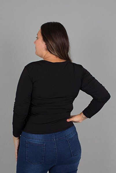 Truva XXL Μπλούζα μεγάλου μεγέθους από μικρούχρηστο ύφασμα με μαύρο χρώμα