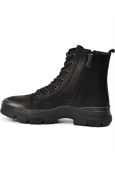 Voyager 8893 Zn Γυναικείες μαύρες δερμάτινες μπότες Nubuck