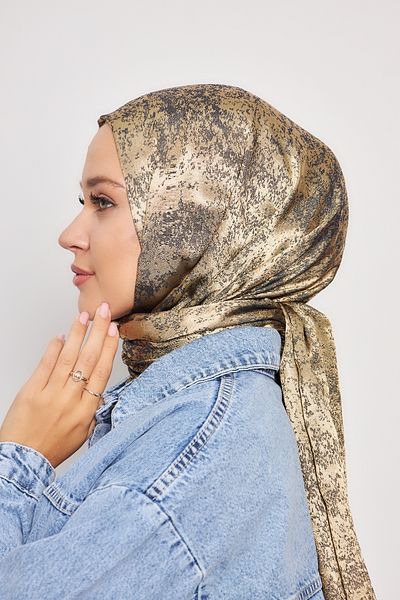 Scarf Σάλι Gi Shine Jacquard - Χρυσό και Μαύρο