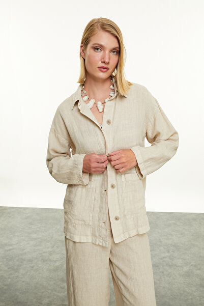 Mudo Oversized Linen Jacket with Pockets
