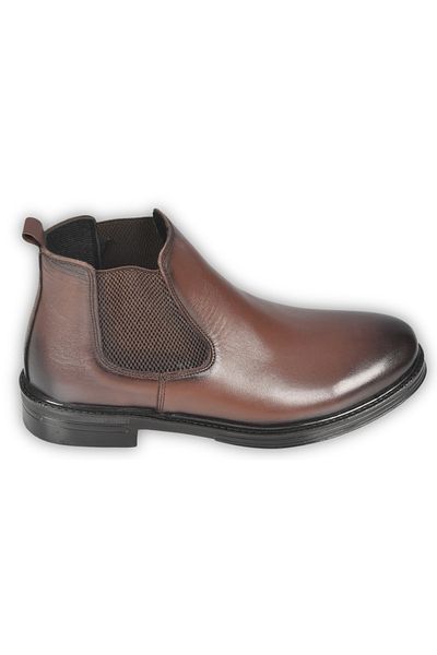 DeepSEA Men's Brown Leather Orthopedic Sole Chelsea Boots with Elastic Sides 2509952