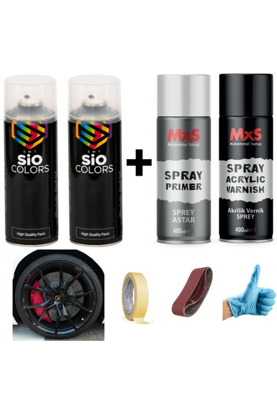 sıocolors JANT-SPOLİER BOYA SETİ 2 ADET SPREY + ASTAR + VERNİK + ZIMPARA + BA...