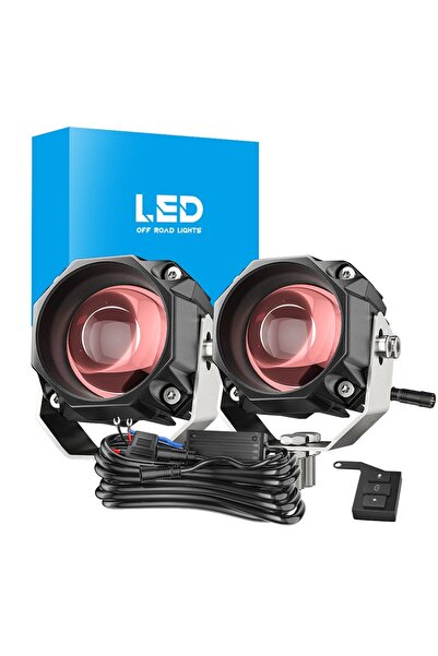 DEKOHOP Motosiklet Çakarlı Bluetooth Kumandalı Led Lazer Sis Farı Kiti 5 Modl...