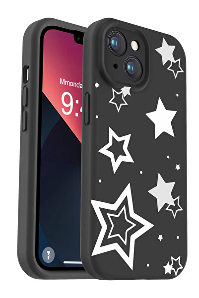 Caseji iPhone 13/ 14 Uyumlu İçi Kadifeli Özel Baskılı Renkli Lansman Kılıf