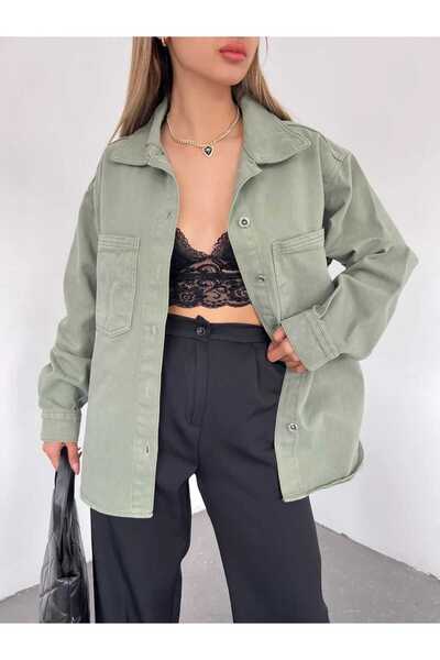 Zeliza Butik ÇIFT CEPLİ OVERSİZE GÖMLEK CEKET