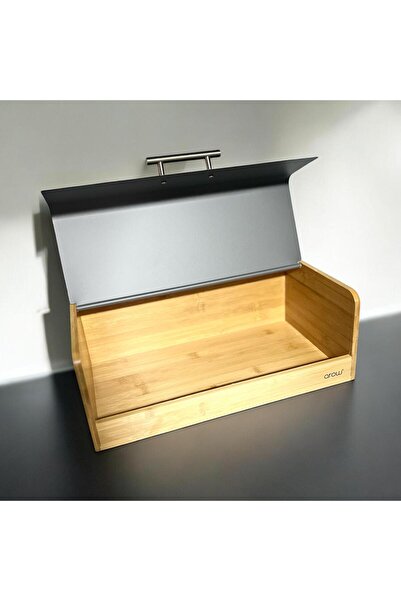 GUNES ZUCCACIYE Bamboo Bread Cabinet with Metal Cover 36 cm Gray Color