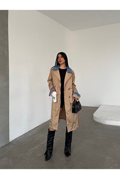 NFES TEKSTİL 110 CM Kot Garnili Trençkot