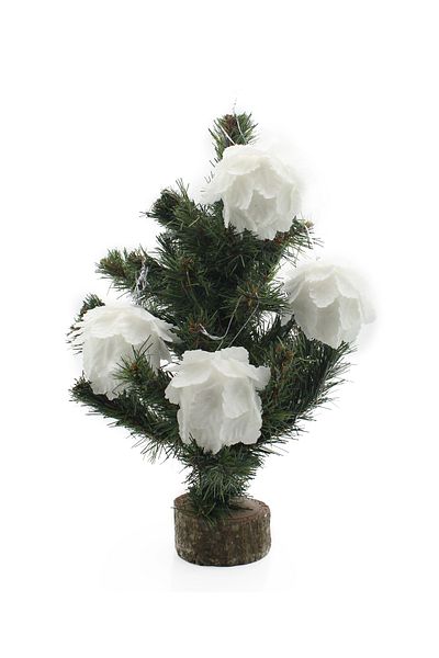 Lora Wedding 7cm High 4 Pcs White Color and Silvery Pineapple Flower Christmas Tree Ornament