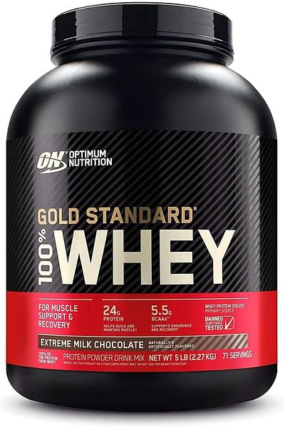 Optimum Nutrition Gold Standard 100% Whey Protein, Extreme Milk Chocolate, 5 LB