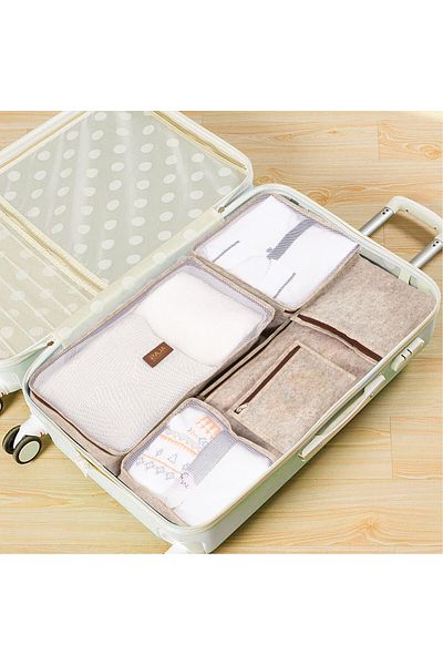 Ethab Ticaret Leathered 6-Piece Travel Bag - Brown