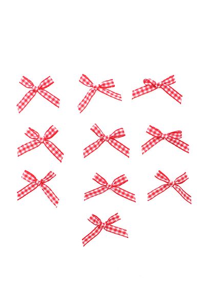 Lora Wedding 4cm Wide 10 Pieces Red and White Colored Plaid Christmas Bow Ribbon