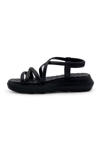 Şanzelize Sandale negre Chanzelize cu piele încrucișată pentru damă