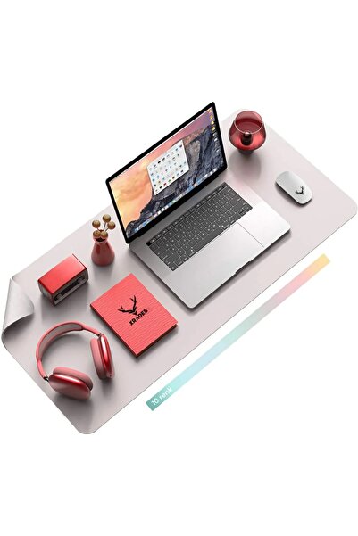 Xrades Deri Mousepad Laptop Bilgisayar Için Geniş Masa Matı Deri Mouse Pad 80x40 Cm BEJ GRİSİ