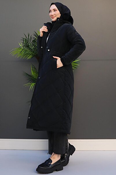 GİYZAMİLA Μπουφάν Clara με γούνα μαύρο