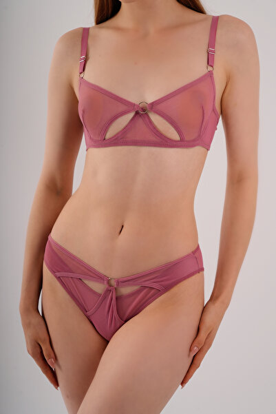 Fanwet Γυναικείο Σετ Εσωρούχων Σουτιέν με Ασύμμετρη Λεπτομέρεια Με Στήθος Στή...