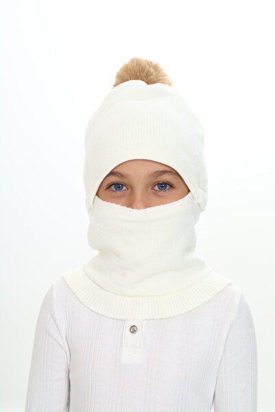 Sevimli 4-10 Years Girl's Beanie Neck Collar Snow Mask