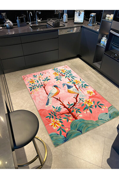 Rugs Modern Halı Paris Koleksiyonu Pudra Temalı Ağaç Çiçekler ve Kuşlar Desen...