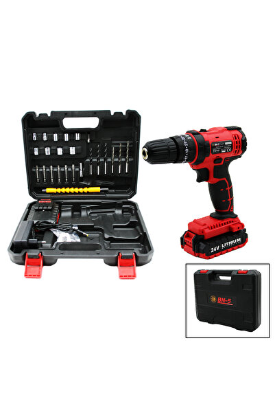 Go İthalat BANCO BN-5 F-136 STANLIY KIRMIZI 24W PROFESSIONAL ŞARJLI DARBELİ MATKAP SETİ ÇANTALI (5263)