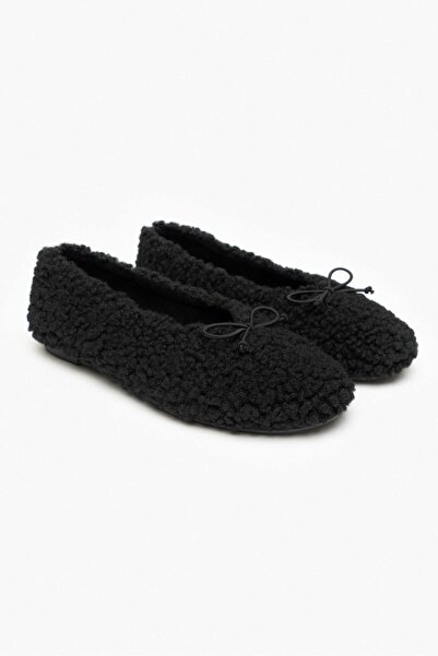 NİŞANTAŞI SHOES Fekete levendula női balerinák - lapos talp és toll