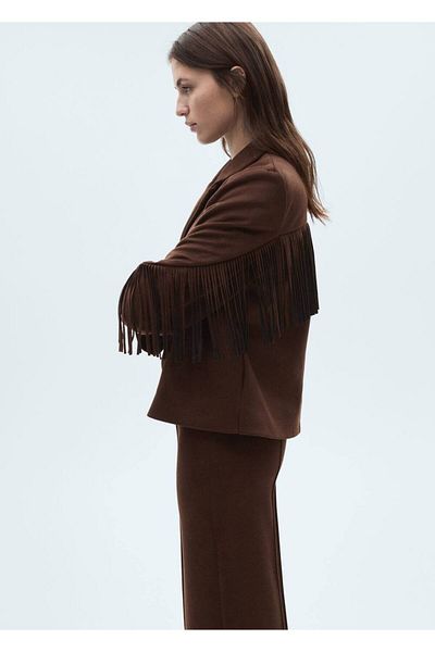 MANGO Woman Μπουφάν με φούντα σουέντ
