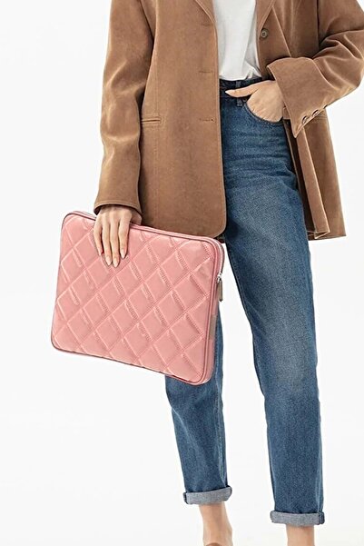 Bagorama Troy Kadın Kapitone 13.3'' Laptop Çantası Ve Tablet Kılıfı / Evrak El Çantası - Pudra