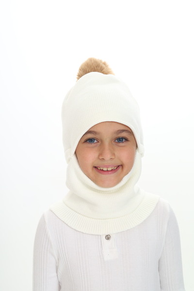 Sevimli 4-10 Years Girl's Beanie Neck Collar Snow Mask