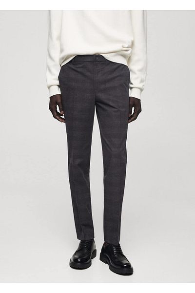MANGO Man Slim Fit Cotton Plaid Pants