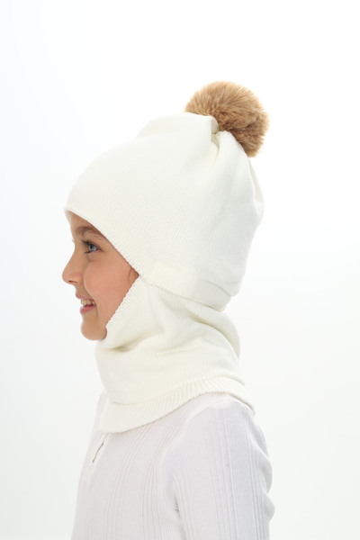 Sevimli 4-10 Years Girl's Beanie Neck Collar Snow Mask