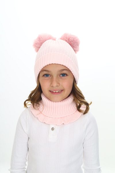 Sevimli Girl's Beret Neck Collar Suit with Double Pompom 4-10 Years Old
