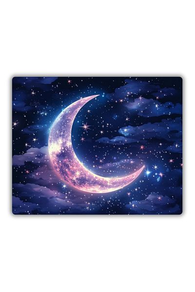 lili hediyelik Γυαλιστερό Moon and Star Printed Mouse Pad 18x22 cm