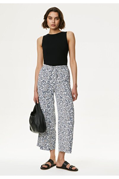 Marks & Spencer Desenli Crop Wide Leg Pantolon