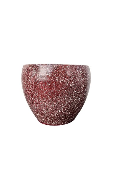 BİTKİ TASARIMI Bordo Granit Toprak Saksı Saksılık Salon Çiçeklik - 15 CM