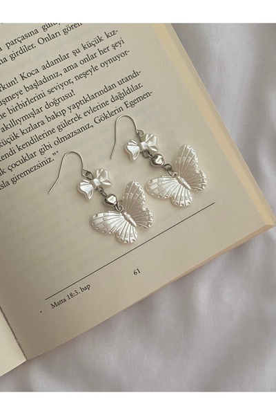 bettymettys White Butterflies Y2K Fairycore Coquette Earrings