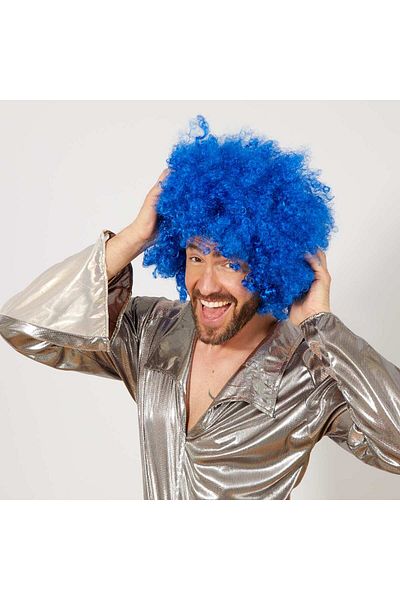 Mu Art Blue Color Curly Afro Bonus Wig (5175)