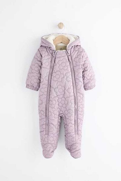 Next Baby Short Sleeve Lilac Floral Pattern - Fully Fleece Astrowear