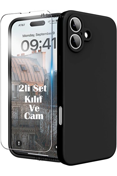 m.tk moveteck İphone 16 Kılıf Kamera Korumalı Yumuşak Renkli Silikon + 9H Ekr...