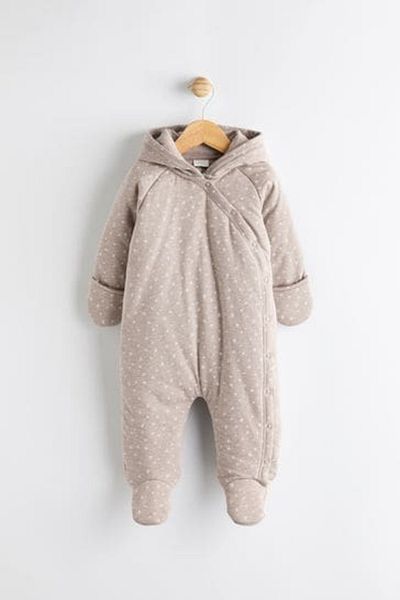 Next Baby Chocolate Brown Star Fully Fleece Lined Astronaut Jumpsuit