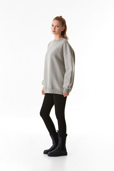 Fulla Moda Φούτερ Basic Μπεζ Στοίβα Oversize