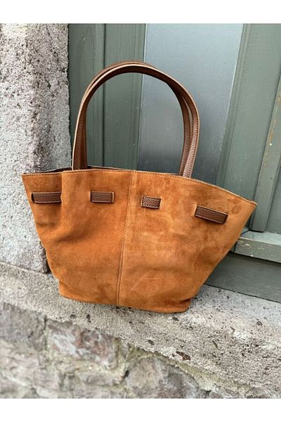 SELVİ Women's New Season Suede Drawstring Lining Detailed Strap Hand and Shoulder Bag