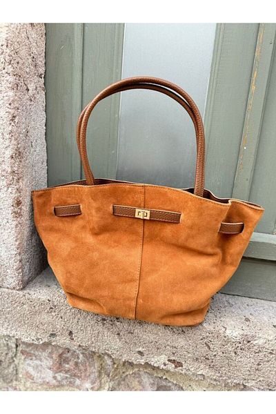 SELVİ Women's New Season Suede Drawstring Lining Detailed Strap Hand and Shoulder Bag