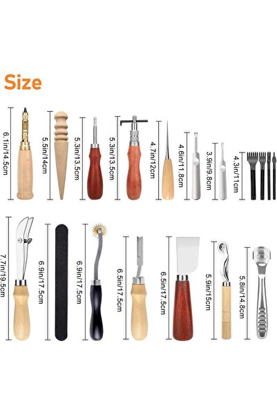 tuhafiyecimiz Deri Hobi İçin 18 Parça Başlangıç Seti, Deri El Aletleri