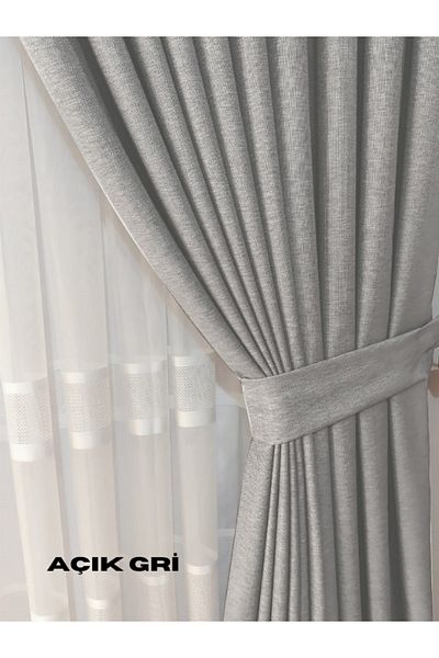 MebelPort Curtain Linen Phone Curtain 1/3 Intencial Stitching Single Wing for Cornish (30 Colors Selection)