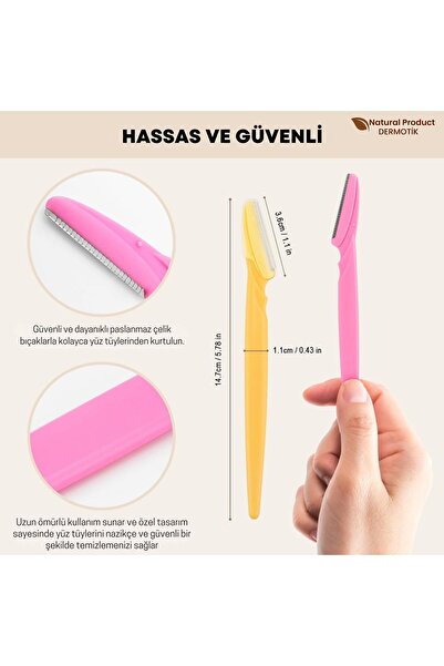 Dermotik 3'lü Ultra Kaş-Bıyık Usturası Kadın ve Erkek Jileti Epilasyon Bakım Seti