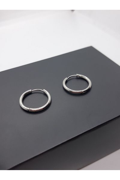 Set 12 mm Antiallergic Stainless (1 Pair) Steel Hoop Earrings (Thickness: 1.6 mm)