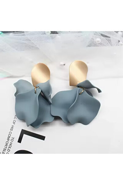 Hector&Co. Jewellery Gri Akrilik Vintagegül Yapraklı Çiçek Küpe