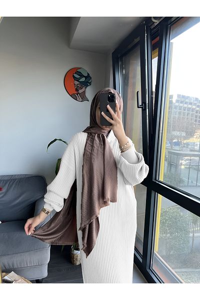 MAXXANA Oversize Loose Cut Zipper Collar Ribbed Knitwear Hijab Dress