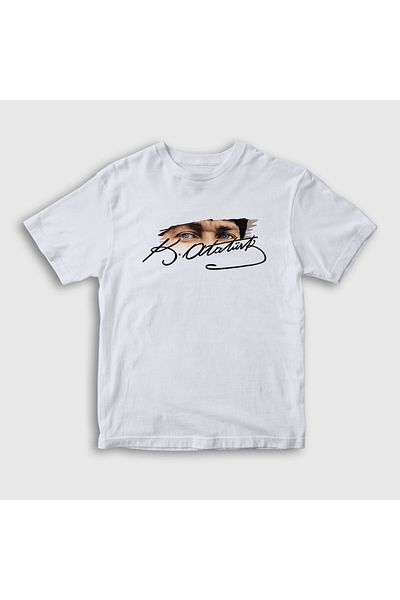 Presmono Tricou unisex pentru copii Ataturk - alb, 19 mai-29 oct-23 aprilie-10 noiembrie, 501287 tt