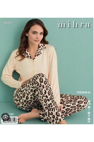 Mihra Women's Shirt Collar Thermal Pajama Set 14300/1 - 1 Piece