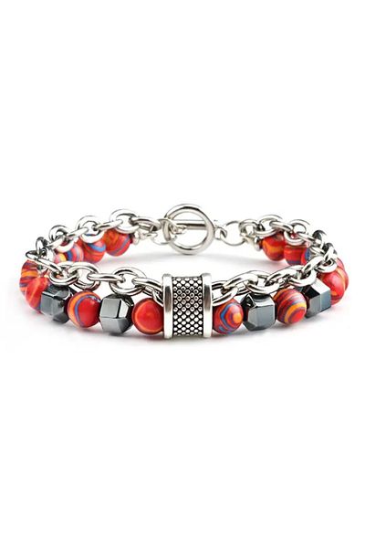 Element Malachite Stone Stainless Steel Bracelet